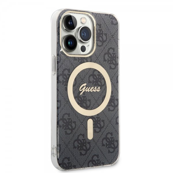 Guess iPhone 15 Pro Max Deksel 4G Pattern MagSafe Svart