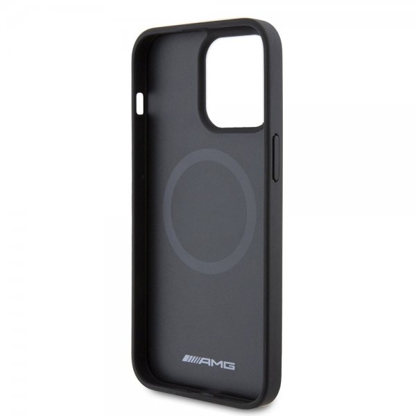 Mercedes Benz iPhone 15 Pro Max Deksel Carbon Effect Leather Stripe AMG Svart