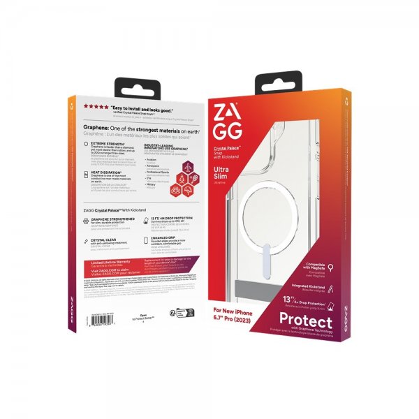 Zagg iPhone 15 Pro Max Deksel Crystal Palace Snap Kickstand Clear