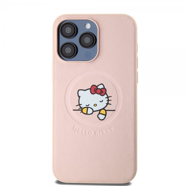 Hello Kitty iPhone 15 Pro Max Deksel Debossed Logo MagSafe Rosa