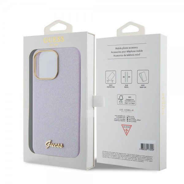 Guess iPhone 15 Pro Max Deksel Full Glitter Wrapped Lilac