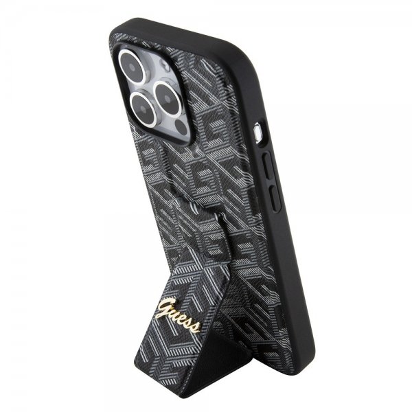 Guess iPhone 15 Pro Max Deksel G Cube Grip Stand Svart