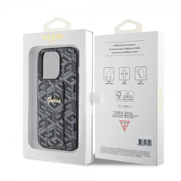 Guess iPhone 15 Pro Max Deksel G Cube Grip Stand Svart