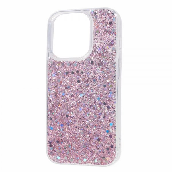 iPhone 15 Pro Max Deksel Glitterpaljetter Rosa