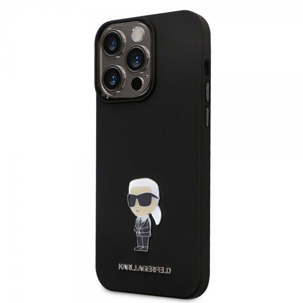 Karl Lagerfeld iPhone 15 Pro Max Deksel Ikonik Metal Pin Svart