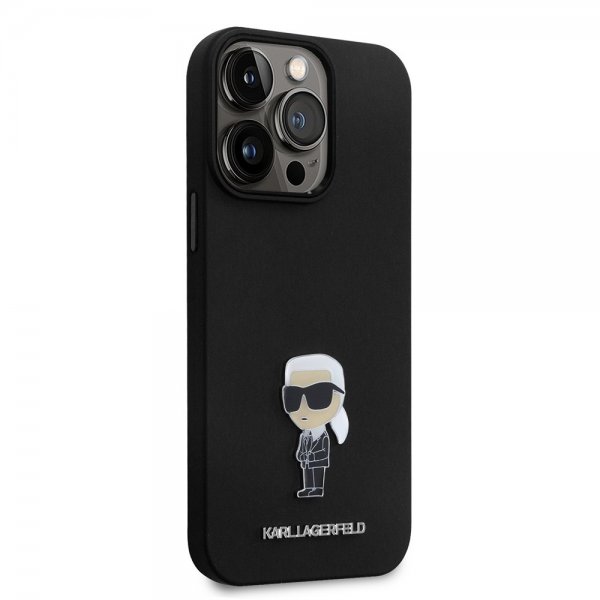 Karl Lagerfeld iPhone 15 Pro Max Deksel Ikonik Metal Pin Svart