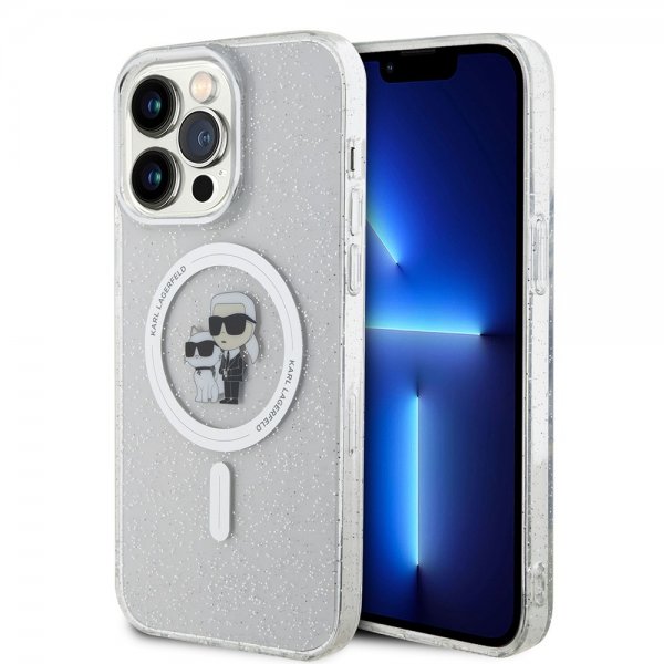 Karl Lagerfeld iPhone 15 Pro Max Deksel Karl & Choupette Glitter MagSafe Transparent