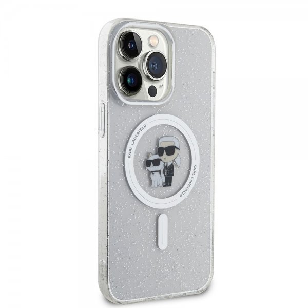 Karl Lagerfeld iPhone 15 Pro Max Deksel Karl & Choupette Glitter MagSafe Transparent