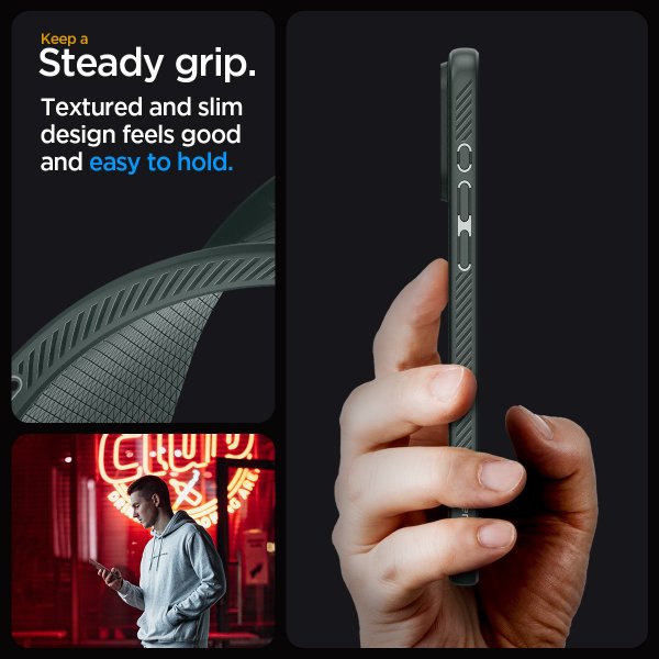 Spigen iPhone 15 Pro Max Deksel Liquid Air Abyss Green