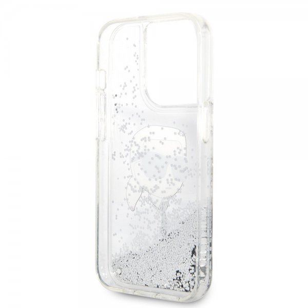 Karl Lagerfeld iPhone 15 Pro Max Deksel Liquid Glitter NFT Karl Sølv