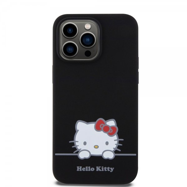 Hello Kitty iPhone 15 Pro Max Deksel Liquid Silicone Svart