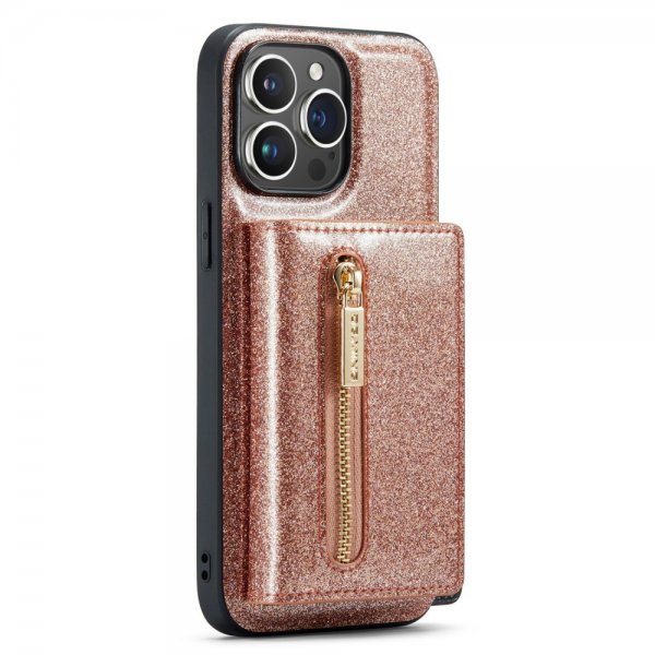 Dg.Ming iPhone 15 Pro Max Deksel M3 Series Avtakbart Kortholder Glitter Rosegull