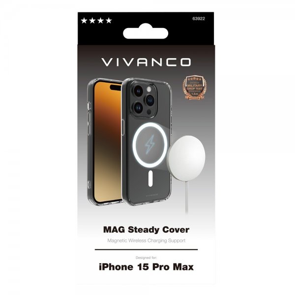 Vivanco iPhone 15 Pro Max Deksel Mag Steady Transparent