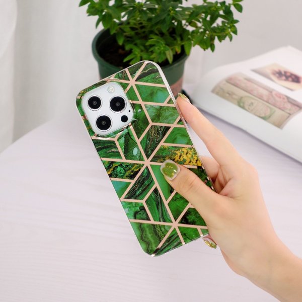 iPhone 15 Pro Max Deksel Marmormønster Grønn