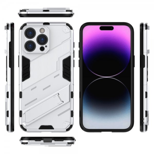 iPhone 15 Pro Max Deksel med Stativ Hvit