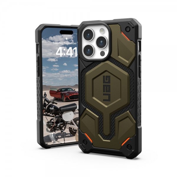 Urban Armor Gear (UAG) iPhone 15 Pro Max Deksel Monarch Pro MagSafe Kevlar Element Green