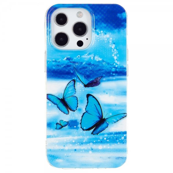iPhone 15 Pro Max Deksel Motiv Blåa Sommerfugler