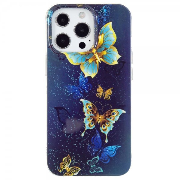 iPhone 15 Pro Max Deksel Motiv Guldiga Sommerfugler