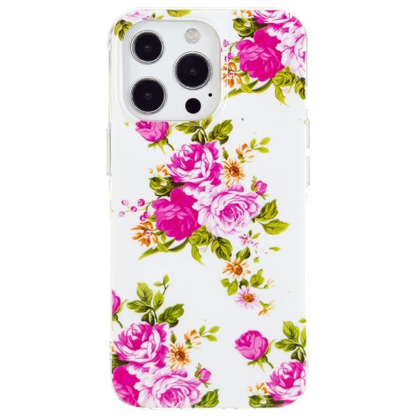 iPhone 15 Pro Max Deksel Motiv Rosor Hvit