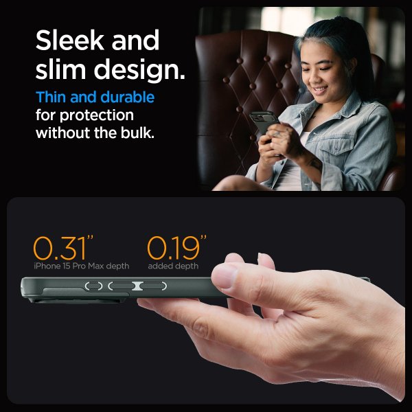 Spigen iPhone 15 Pro Max Deksel Optik Armor MagFit Abyss Green