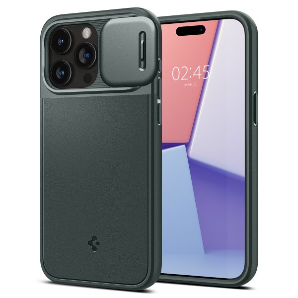 Spigen iPhone 15 Pro Max Deksel Optik Armor MagFit Abyss Green