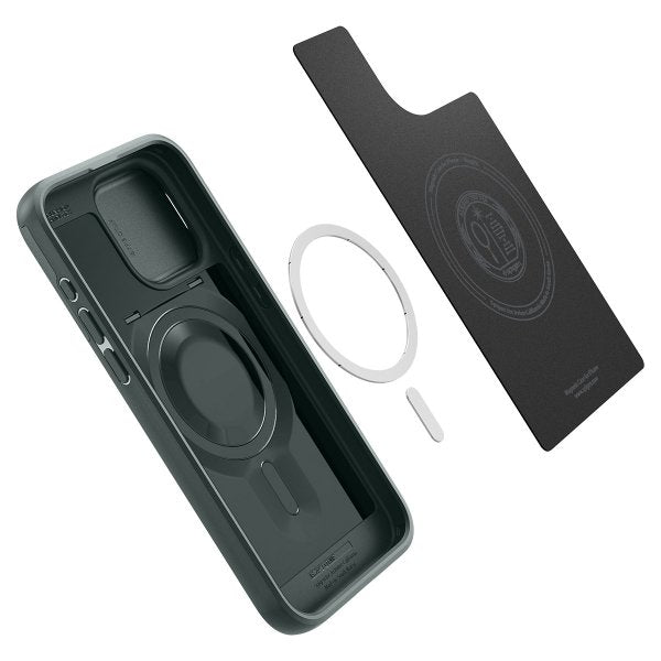 Spigen iPhone 15 Pro Max Deksel Optik Armor MagFit Abyss Green