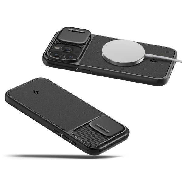 Spigen iPhone 15 Pro Max Deksel Optik Armor MagFit Svart