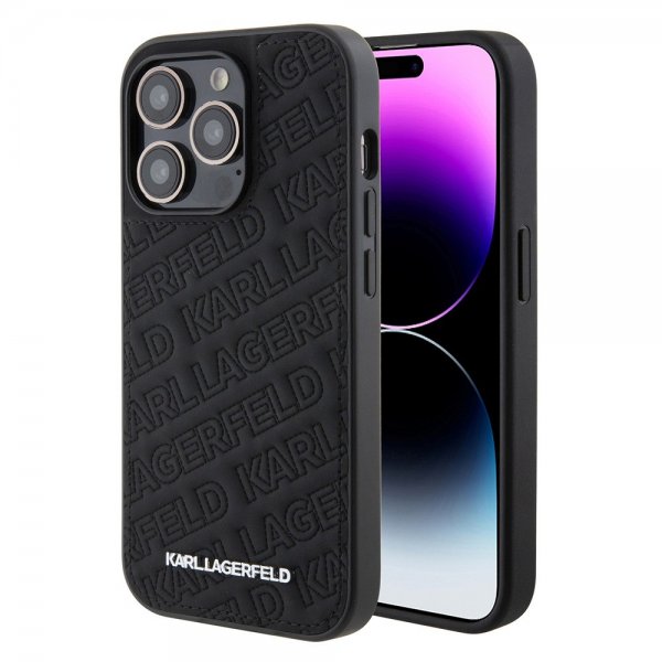 Karl Lagerfeld iPhone 15 Pro Max Deksel Quilted K Pattern Svart