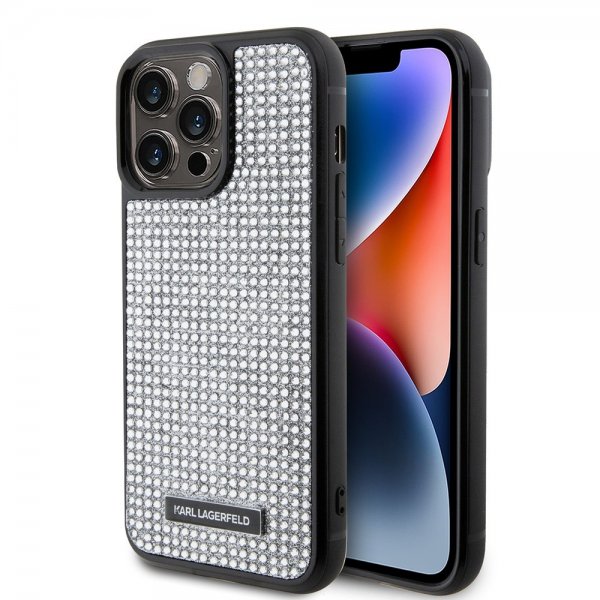 Karl Lagerfeld iPhone 15 Pro Max Deksel Rhinestone Sølv