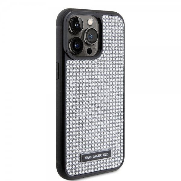 Karl Lagerfeld iPhone 15 Pro Max Deksel Rhinestone Sølv