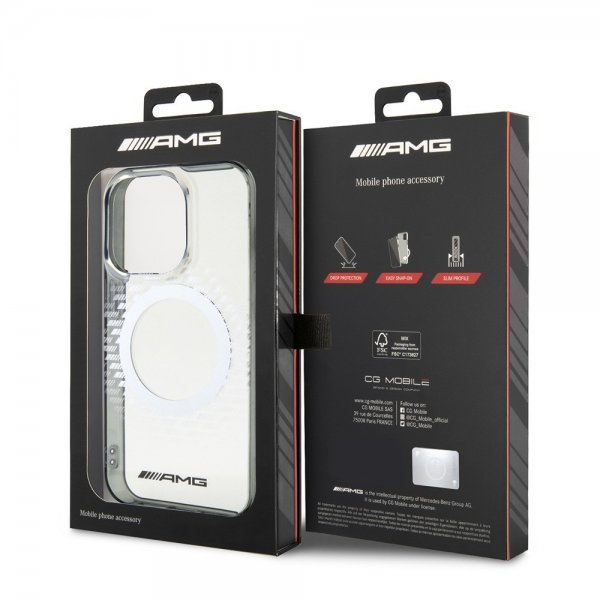 Mercedes Benz iPhone 15 Pro Max Deksel Rhombus Pattern MagSafe AMG Transparent