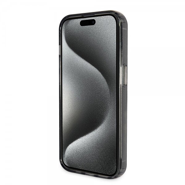 Guess iPhone 15 Pro Max Deksel Ring Stand Glitter MagSafe Svart