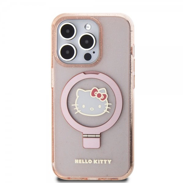 Hello Kitty iPhone 15 Pro Max Deksel Ring Stand MagSafe Rosa