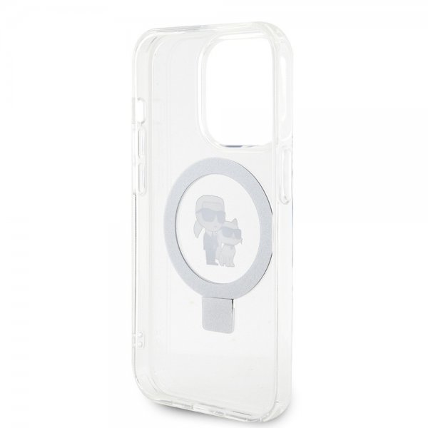 Karl Lagerfeld iPhone 15 Pro Max Deksel Ring Stand MagSafe Hvit