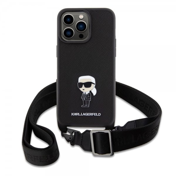 Karl Lagerfeld iPhone 15 Pro Max Deksel Saffiano Crossbody Svart