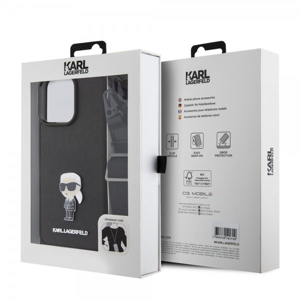 Karl Lagerfeld iPhone 15 Pro Max Deksel Saffiano Crossbody Svart