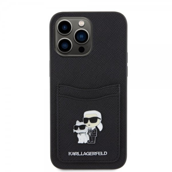 Karl Lagerfeld iPhone 15 Pro Max Deksel Saffiano Double Cardslot Svart