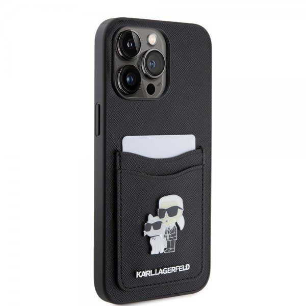 Karl Lagerfeld iPhone 15 Pro Max Deksel Saffiano Double Cardslot Svart
