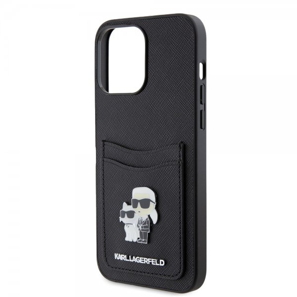 Karl Lagerfeld iPhone 15 Pro Max Deksel Saffiano Double Cardslot Svart