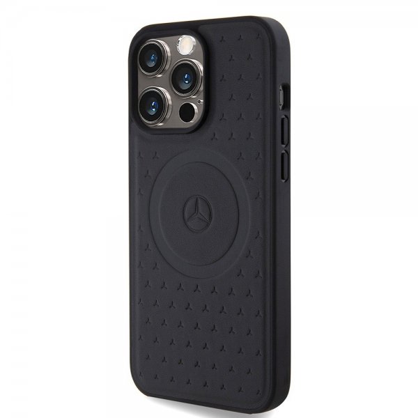 Mercedes Benz iPhone 15 Pro Max Deksel Star Pattern MagSafe Svart