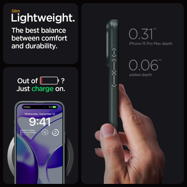 Spigen iPhone 15 Pro Max Deksel Thin Fit Abyss Green