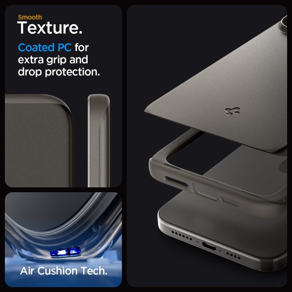 Spigen iPhone 15 Pro Max Deksel Thin Fit Gunmetal