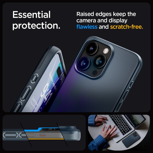 Spigen iPhone 15 Pro Max Deksel Thin Fit Metal Slate