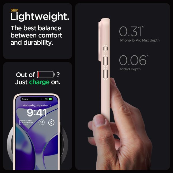 Spigen iPhone 15 Pro Max Deksel Thin Fit Pink Sand