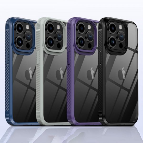 Ipaky iPhone 15 Pro Max Deksel Gjennomsiktig Bakside Lilla