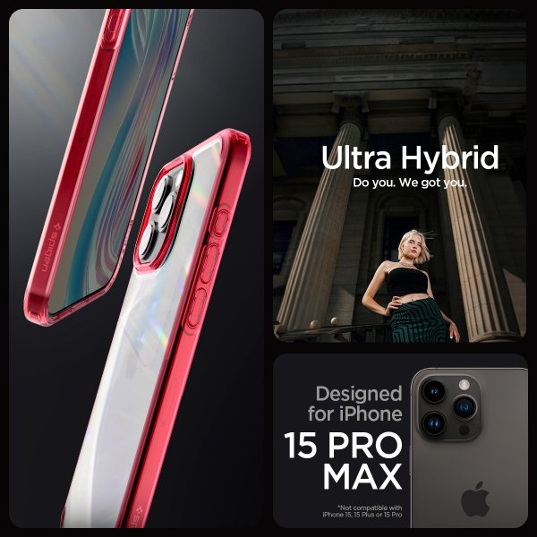 Spigen iPhone 15 Pro Max Deksel Ultra Hybrid Deep Red