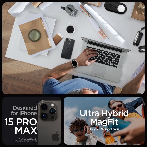 Spigen iPhone 15 Pro Max Deksel Ultra Hybrid MagFit Frost Black