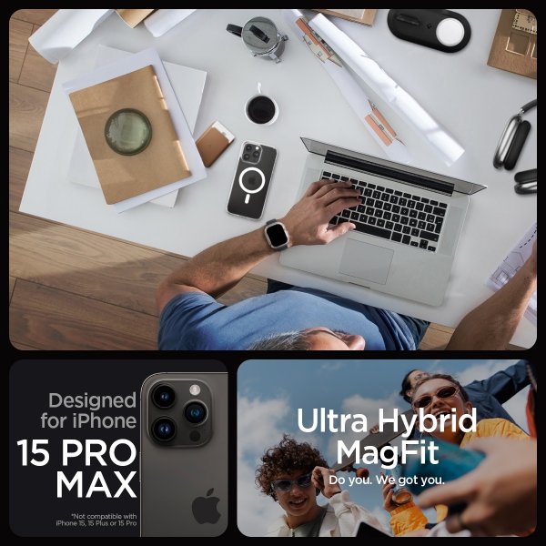 Spigen iPhone 15 Pro Max Deksel Ultra Hybrid MagFit Frost Clear