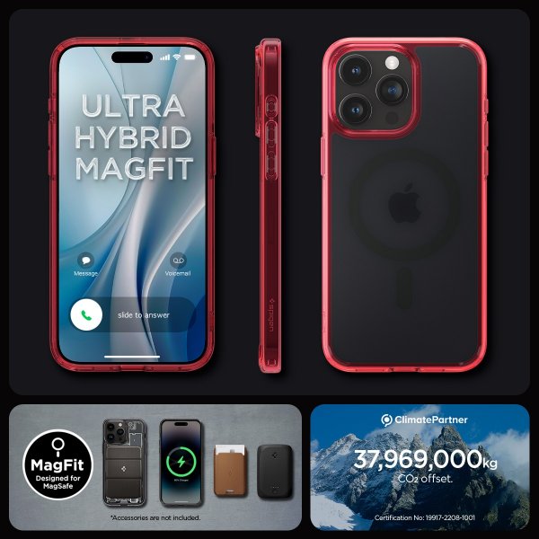 Spigen iPhone 15 Pro Max Deksel Ultra Hybrid MagFit Frost Deep Red