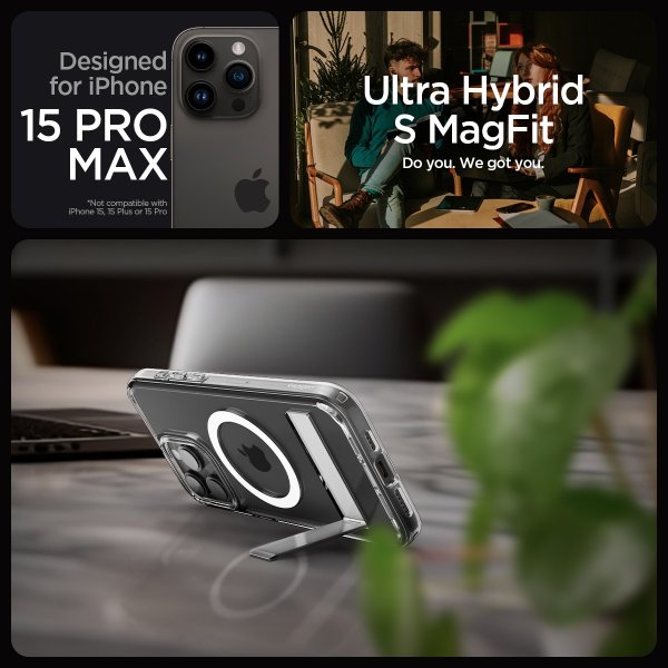 Spigen iPhone 15 Pro Max Deksel Ultra Hybrid S MagFit Crystal Clear